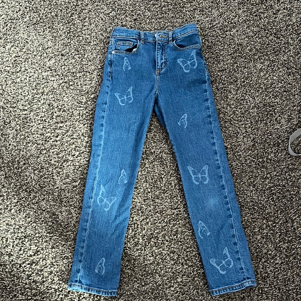 Girls small butterfly print jeans